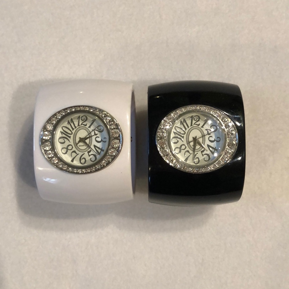 Black and white sparkly watches